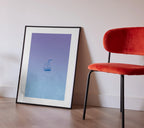 Poster art minimaliste décoration murale, dégradé de bleu