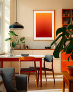 Affiche d'art minimaliste Coucher de Soleil - Dégradé d'orange, ocre et ambre - Style abstrait