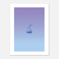 Poster art minimaliste décoration murale, dégradé de bleu