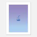 Poster art minimaliste décoration murale, dégradé de bleu