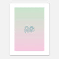 Affiche d'art minimaliste représentant un dragon asiatique en mouvement fluide