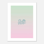 Affiche d'art minimaliste représentant un dragon asiatique en mouvement fluide