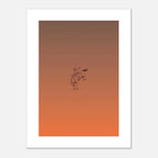 Affiche d'art minimaliste représentant l'ombre d'un cowboy avec un lasso, style western moderne