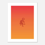 Affiche d'art minimaliste représentant un tigre de style asiatique en mouvement